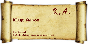 Klug Ambos névjegykártya